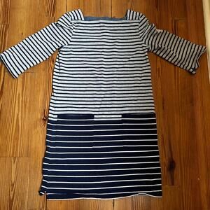 Joules nautical gray blue striped quarter‎ sleeve midi dress SIZE 6